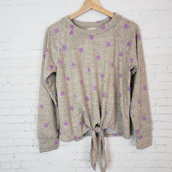 New MINE Boutique Sweater Size S Polka Dot Tie Up - Picture 1 of 7